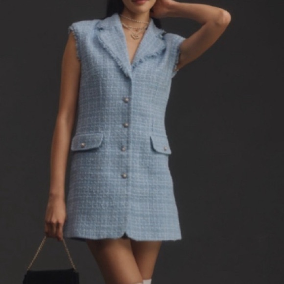 Anthropologie Dresses & Skirts - NWOT Maeve By Anthropologie Blue Sleeveless Tweed Dress Size 10